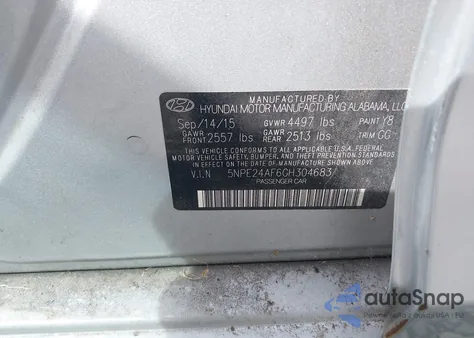 2016 Hyundai Sonata Se из США, поврежденный, VIN 5NPE24AF6GH304683